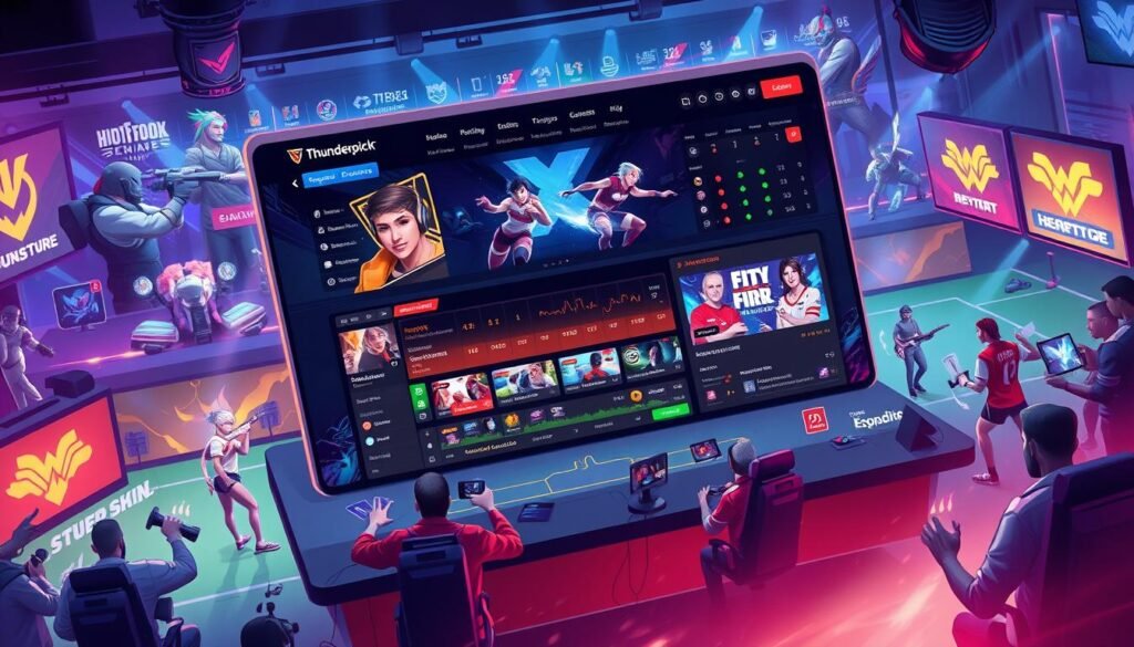 Generate an image of Thunderpick's esports betting platform